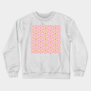 Psychedelic 1960s retro yellow and pink stars pattern Crewneck Sweatshirt